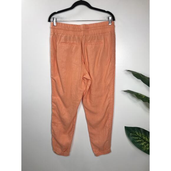 Athleta Women's 10 Coral Orange Cabo Linen Jogger Pants Casual Comfy Everyday - Picture 4 of 10